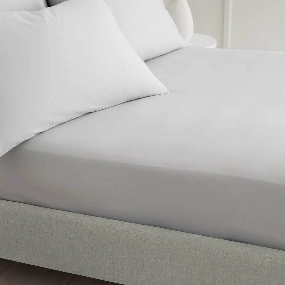 Lenzuolo con angoli grigio in percalle di cotone 185x200 cm Cotton Percale – Bianca