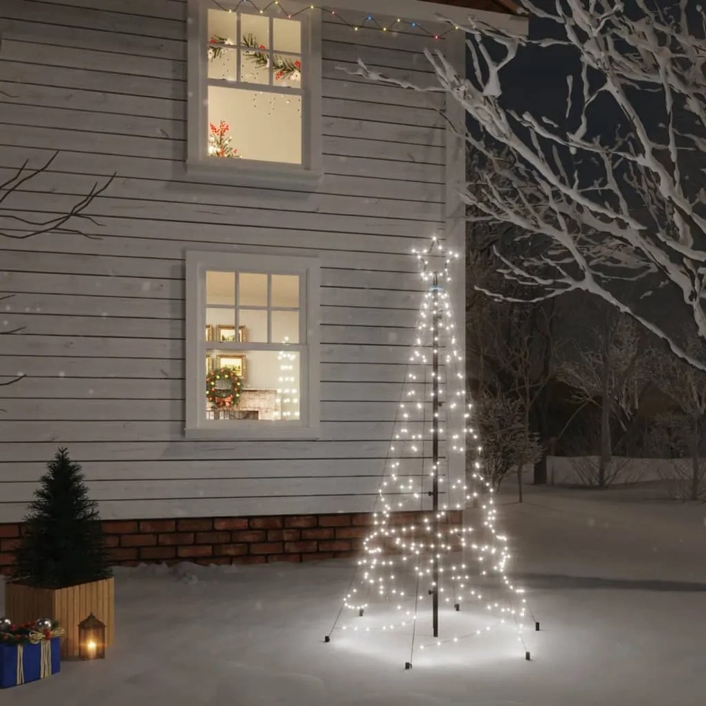 Albero di Natale con Puntale e LED di varie intensità e altezze, Bianco Freddo / 180 cm / 200