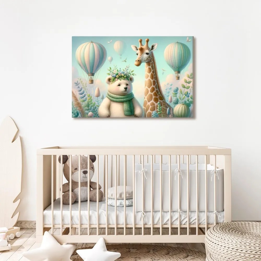 Quadro su tela – Orsetto e giraffa