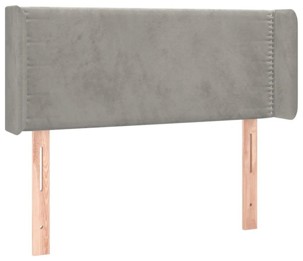 Testiera ad orecchio grigio chiaro 103x16x78/88 cm in velluto