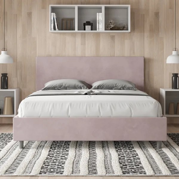 Letto contenitore da 160x190 in microfibra glicine Adele