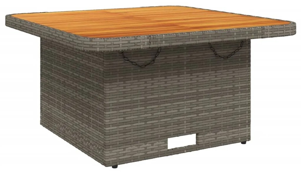 Tavolo giardino grigio 80x80x71 cm in polyrattan e legno acacia