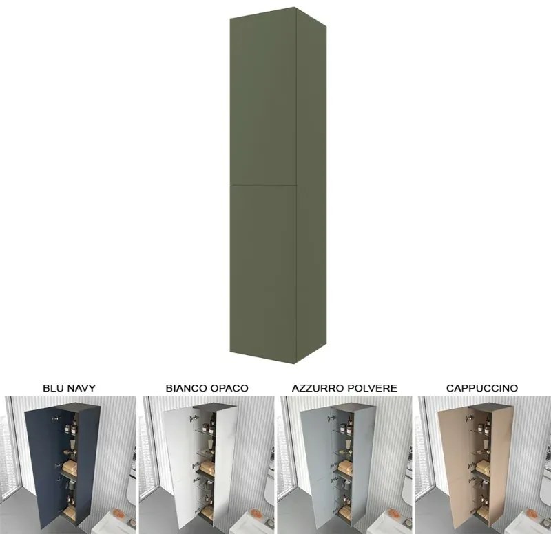 Colonna bagno sospesa 160 cm Melody verde bosco con ante reversibili