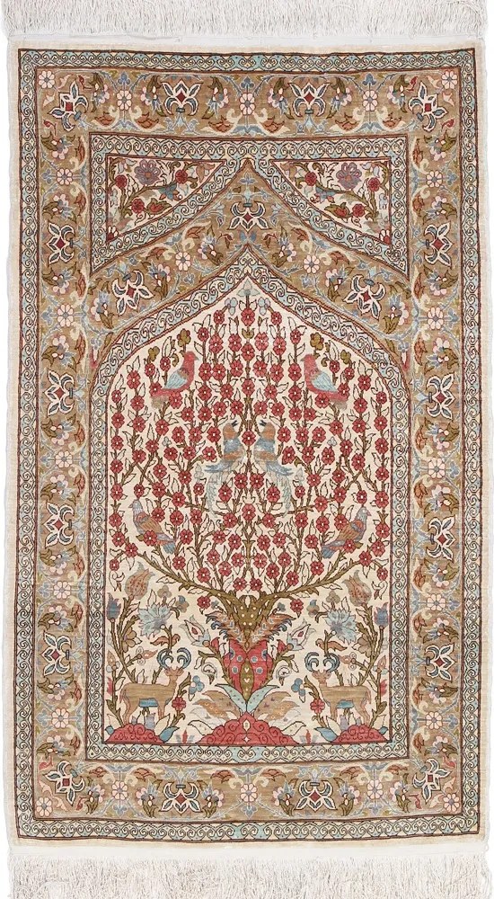Hereke Tappeto 70 x 110 Beige (Tacchino) Annodato A Mano