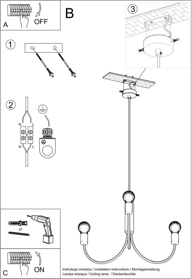 Apparecchio a sospensione nero ø 45 cm Karim - Sollux