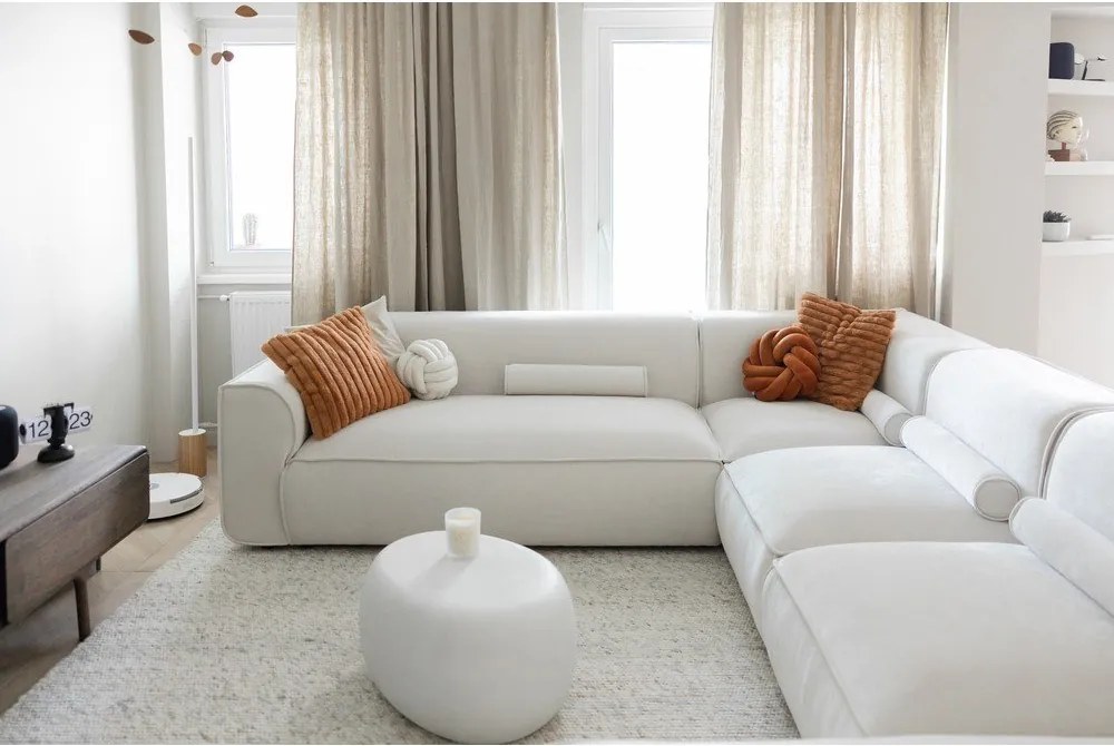 Divano angolare componibile color crema (con penisola a sinistra/a forma di "U") Flex Felix – Miuform