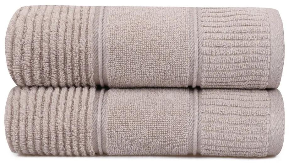 Set di 2 asciugamani in cotone marrone chiaro , 50 x 90 cm Daniela - Foutastic