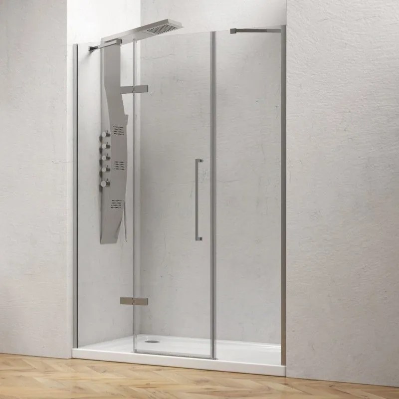 Kamalu - porta doccia 140 cm battente con 2 laterali fissi | kt6000