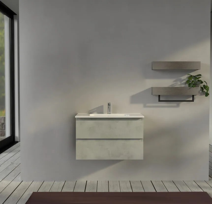 Mobile da bagno 80 cm sospeso Grigio - Sofia