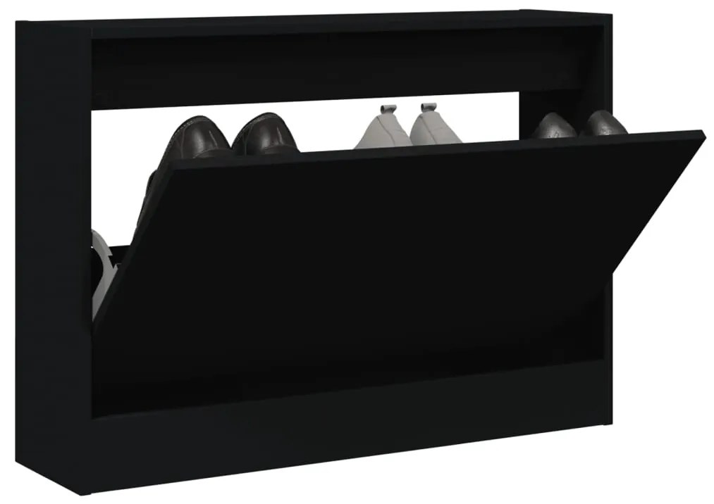 Scarpiera Nera 80x21x57 Cm İn Legno Multistrato /