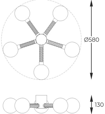 Zuma Line C0583-05C-2GHF - Lampadario a plafone MIDA 5xG9/6W/230V ottone