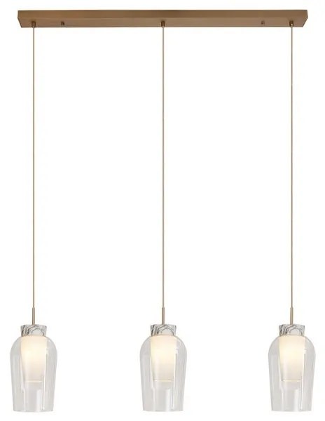 Lampadario Glamour Nora oro cristallo 3x E27 MANTRA