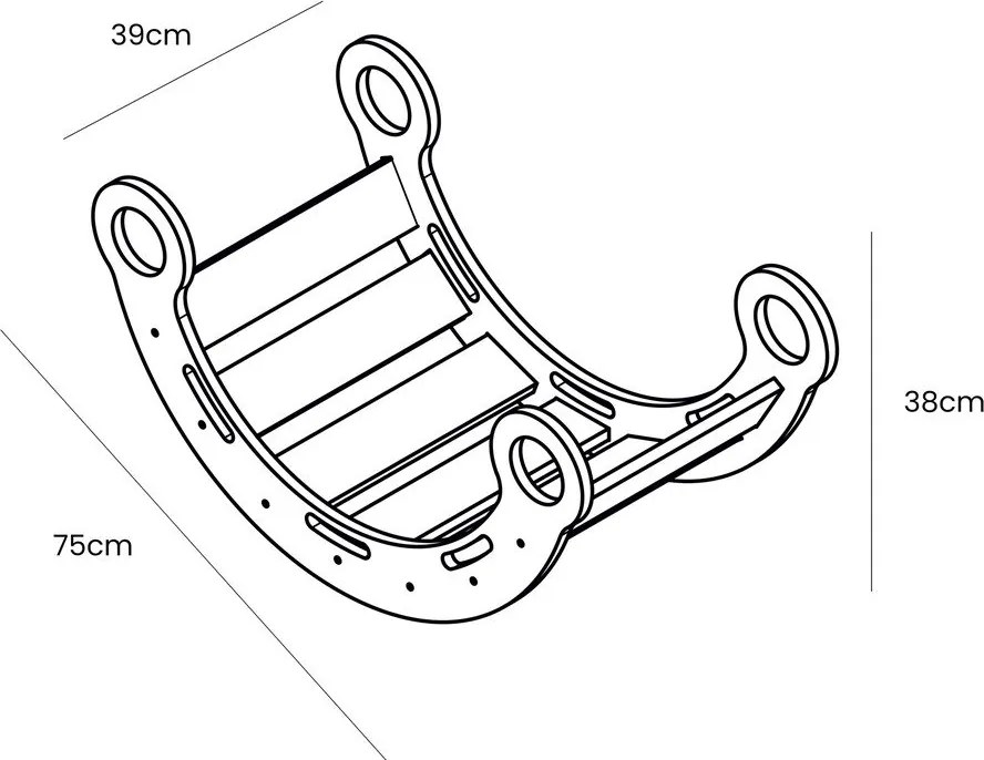 Arco a dondolo montessori di colore naturale in pino massiccio 39x75x38 cm Montessori – Meowbaby