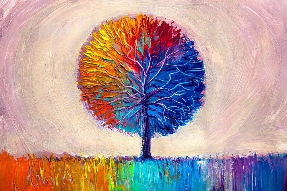 Carta da parati – Albero acquerello colorato