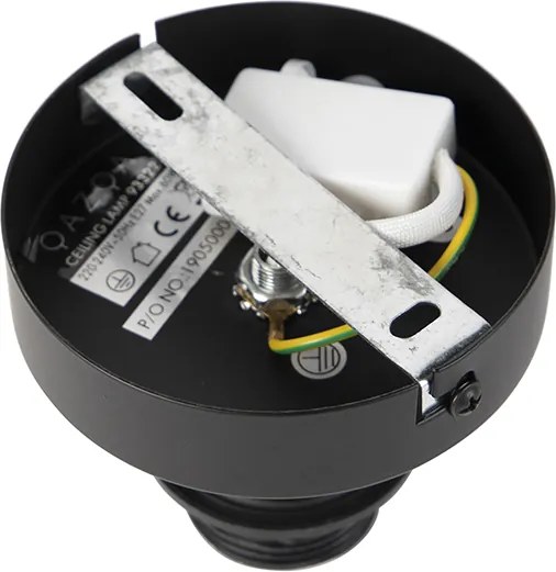 Plafoniera nera con paralume piatto design pavone 45 cm - Combi