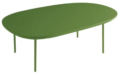 Tavolino con piano sagomato in legno Verde e base in metallo - FLUX Large