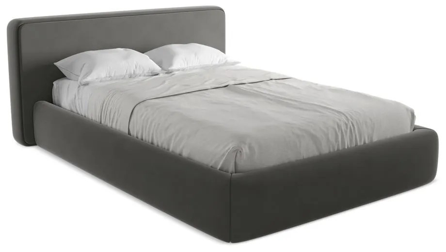Letto matrimoniale imbottito grigio scuro con contenitore con griglia 180x200 cm Kiana - Makamii