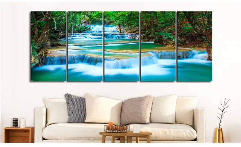 Quadro Sapphire Waterfalls I  Colore Blu, Dimensioni e Misure 200x80