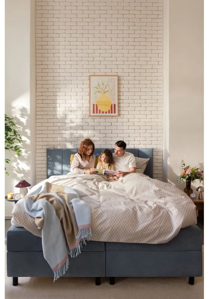 Letto boxspring blu con contenitore 180x200 cm Elva Bold Line – Bonami Selection