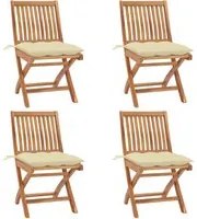 Sedie da Giardino Pieghevoli con Cuscini 4 pz Massello di Teak cod mxl 72175