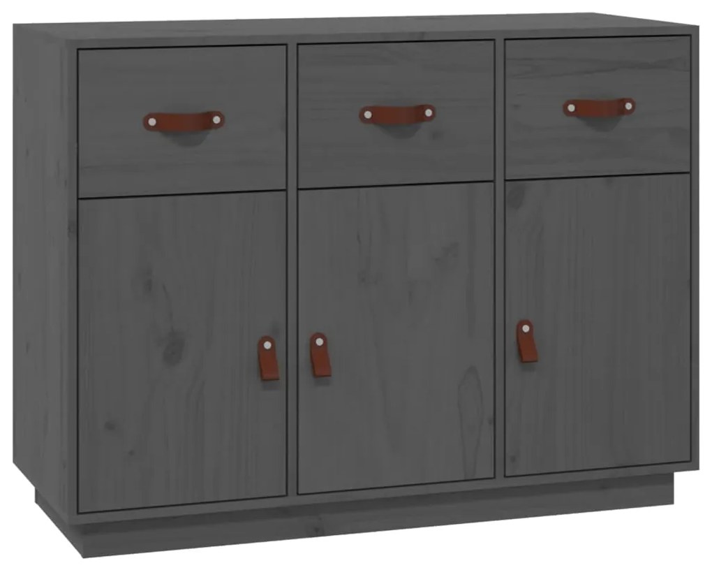 Credenza grigia 100x40x75 cm in legno massello di pino