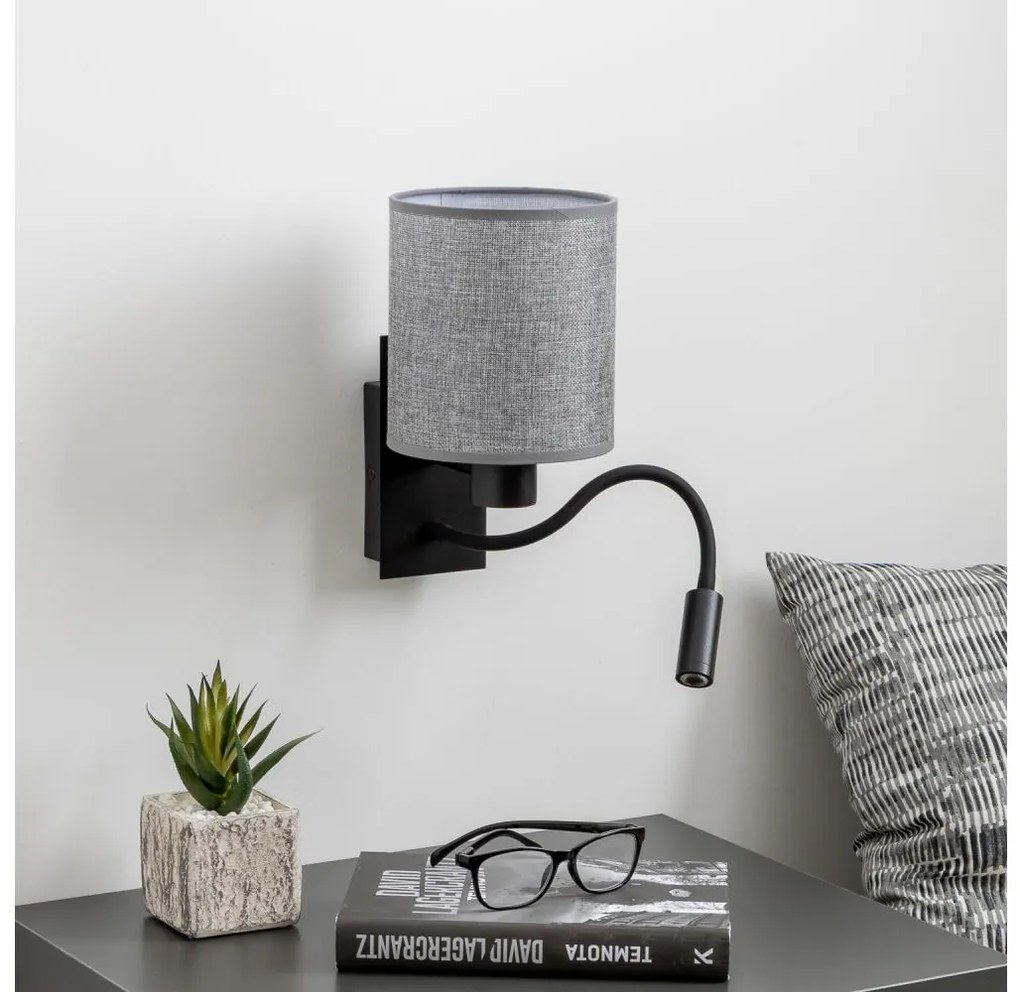 Brilagi - LED Lampada flessibile da muro NUBILA 1xE27/25W/230V + LED/3W nero/grigio
