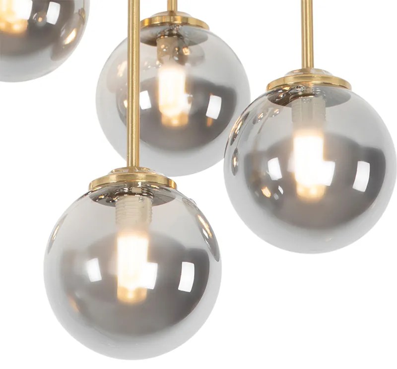 Plafoniera smart oro con vetro fumé 9 luci incl. 9 Wifi G9 - Athens