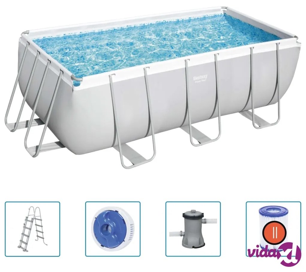 Bestway Set Piscina Power Steel Rettangolare 412x201x122 cm
