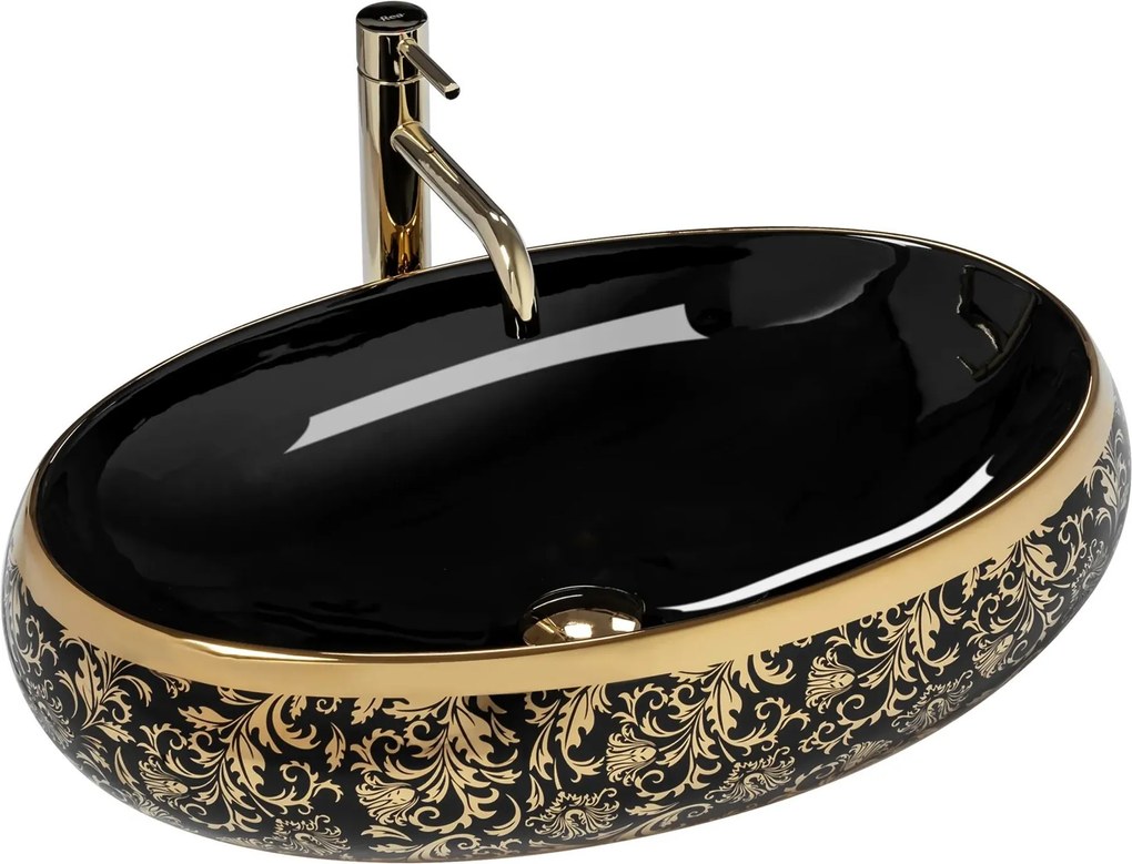 Lavabo da appoggio Rea Meryl Black / Gold