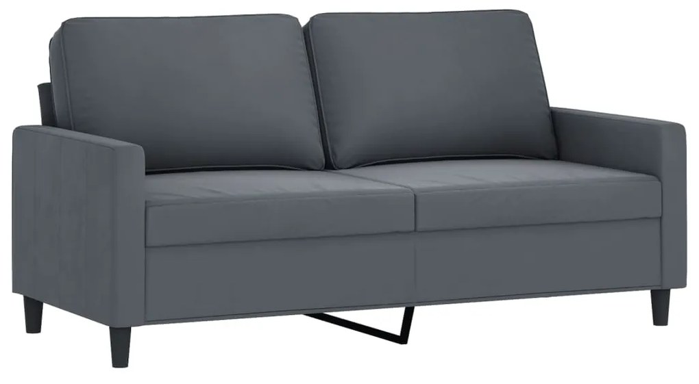 Set di divani 2 pz con cuscini grigio scuro in velluto