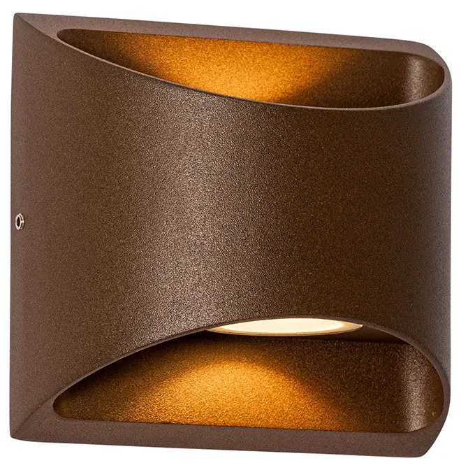Lampada da parete per esterni moderna marrone ruggine con LED a 2 luci IP54 - Mal