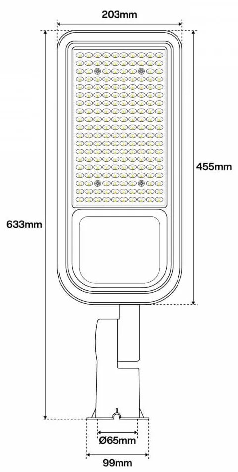 Armatura stradale 150W IP65, asimm. 70x140° - 145lm/W Colore  Bianco Naturale 4.000K