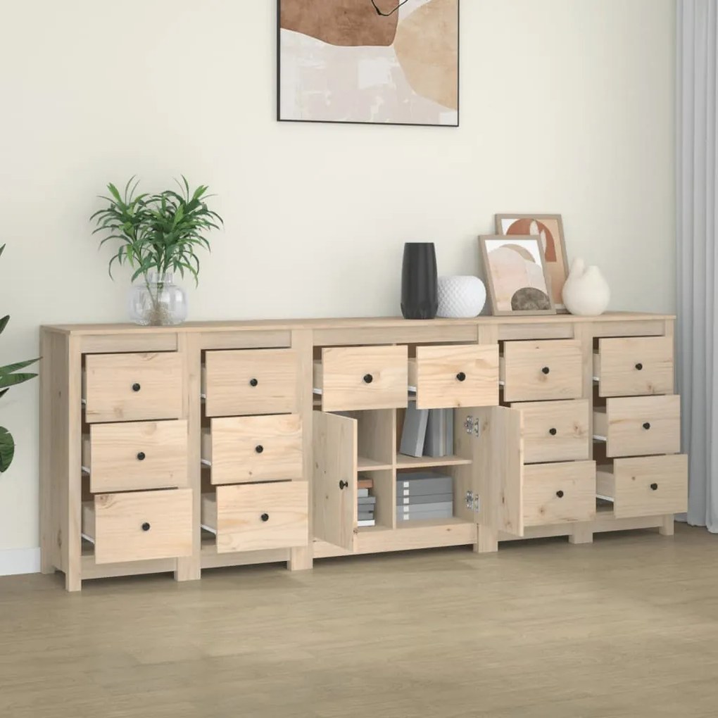 Credenza 230x35x80 cm in legno massello di pino