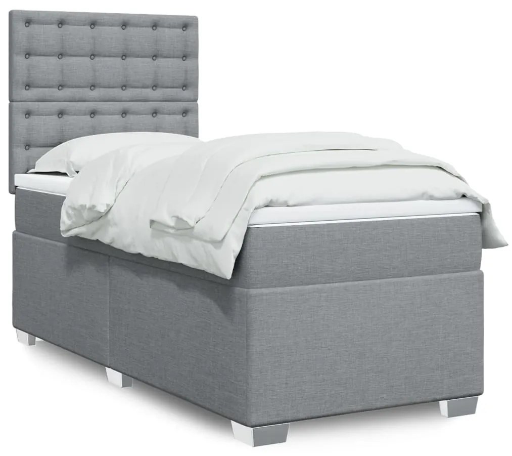 Giroletto A Molle Con Materasso Grigio Chiaro 80x200 Cm Tessuto /
