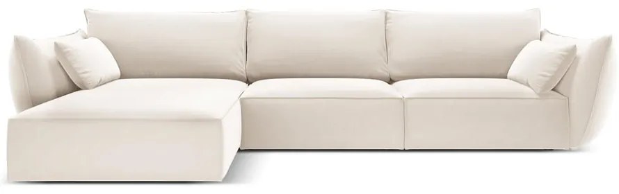 Divano angolare beige (con penisola a sinistra/con chaise lounge) con rivestimento in velluto Vanda – Mazzini Sofas