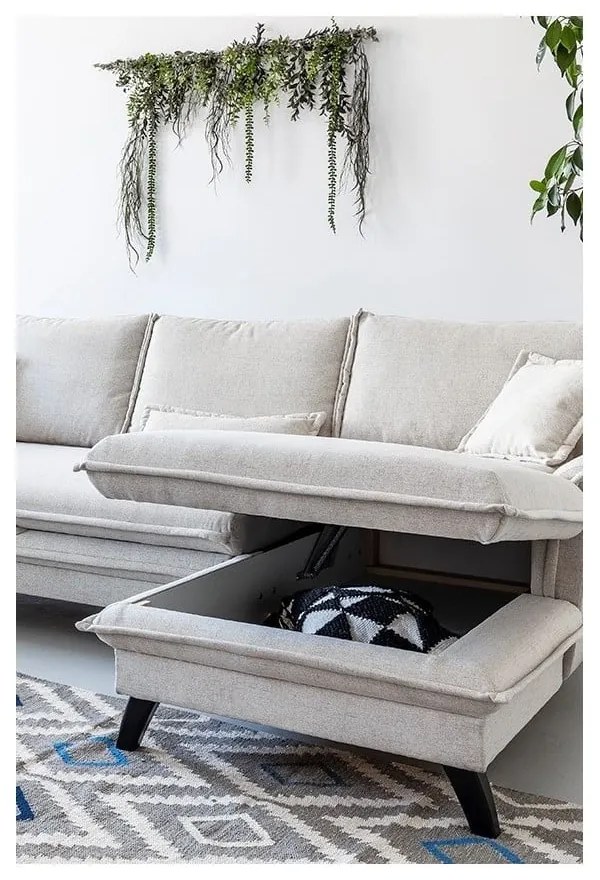 Divano letto angolare beige chiaro, angolo destro Charming Charlie - Miuform