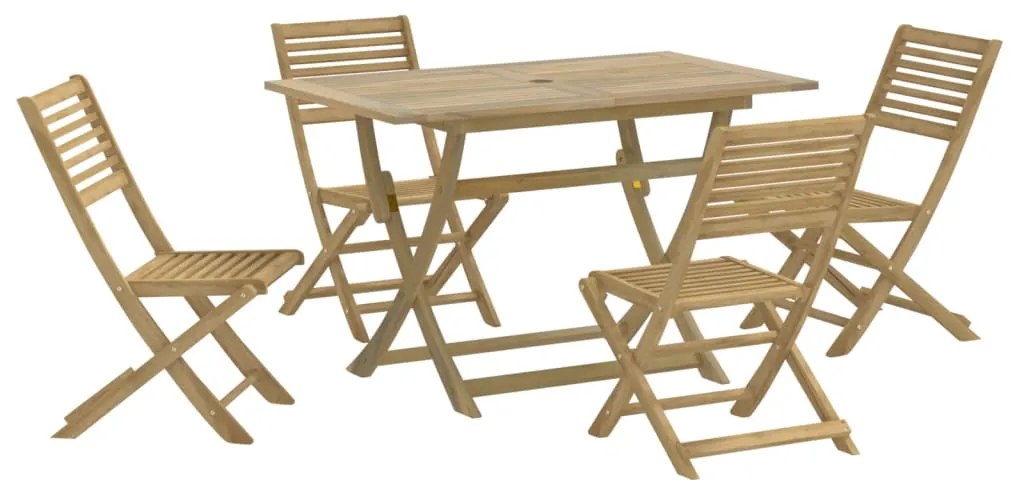 Set da pranzo per giardino 5 pz in legno massello di acacia