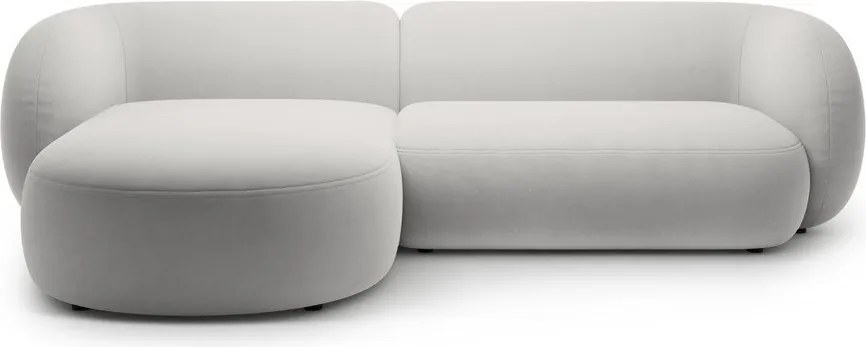 Divano angolare grigio chiaro (con penisola a sinistra/con chaise lounge) con rivestimento in velluto Kate – Micadoni