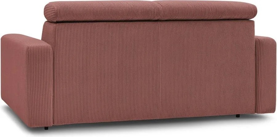 Divano rosa allungabile con rivestimento in velluto a coste 195 cm Monaco – Bobochic Paris