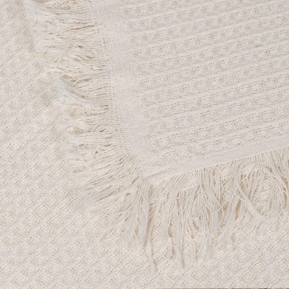 Copriletto crema in cotone riciclato 260x280 cm Honeycomb - Ixia