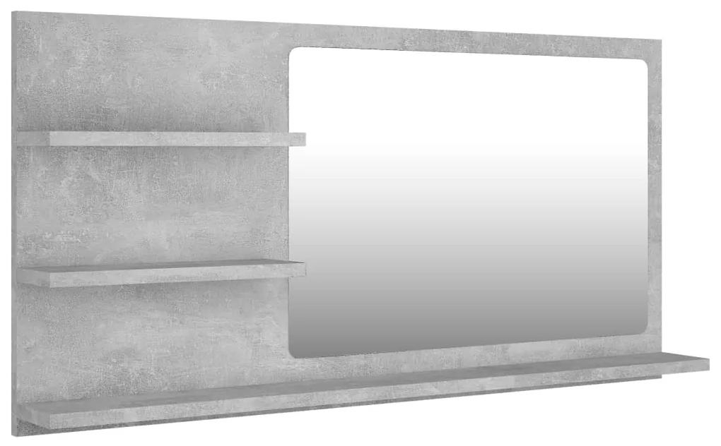 Specchio da bagno grigio cemento 90x10,5x45 cm in truciolato