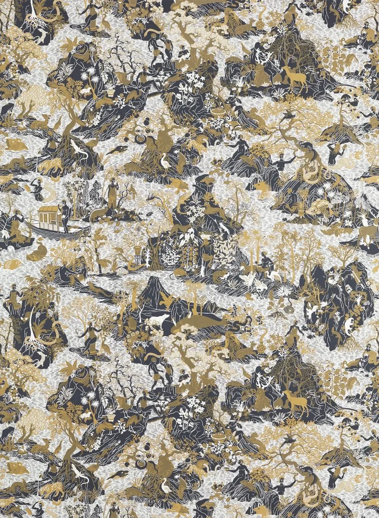Zoffany Tapete Avalonis - Vine Black/ Gold