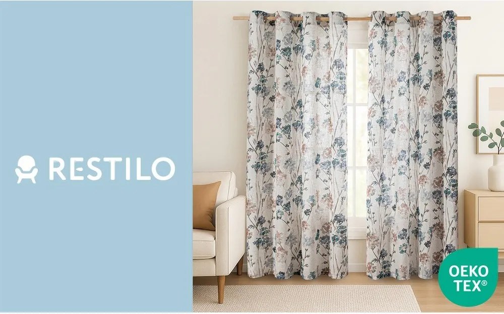 Tenda azzurra/color crema 135x250 cm Flosi – Restilo