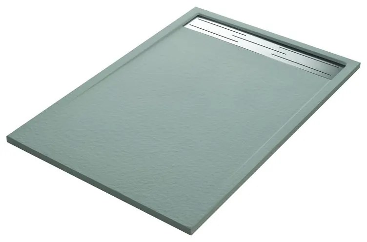 Piatto doccia SENSEA in resina Neo Metal Grid grigio L 80 x L 120 x H 3 cm opaco effetto pietra