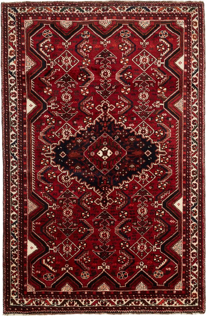 Shiraz Tappeto 170x260 Rosso (Iran) Annodato A Mano