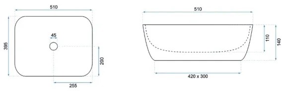 REA-U6647 - Lavabo da appoggio FREJA 39,5x51 cm ceramica/grigio/effetto marmo
