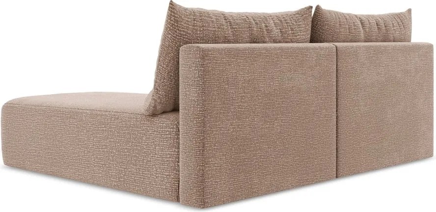 Divano angolare marrone chiaro allungabile/con contenitore (con penisola a destra) Kalena – Makamii