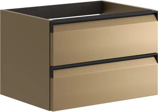 Cassettiera fusion 2 cassetti l.60 - maniglia metallo nera - pet oro l59,5h40p45,5