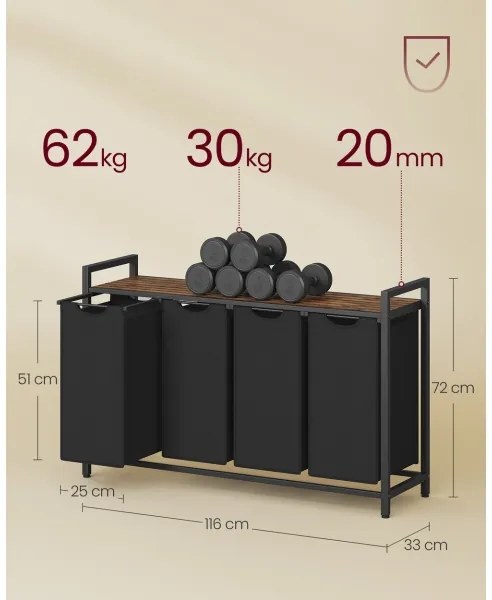 Cestino portabiancheria REX marrone/nero