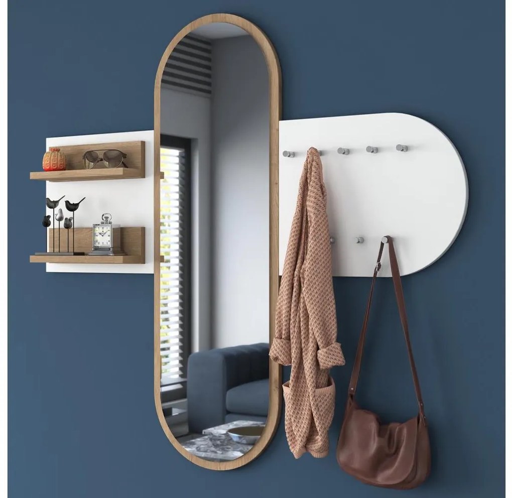 Specchio da parete RANI 125x120 cm bianco/marrone